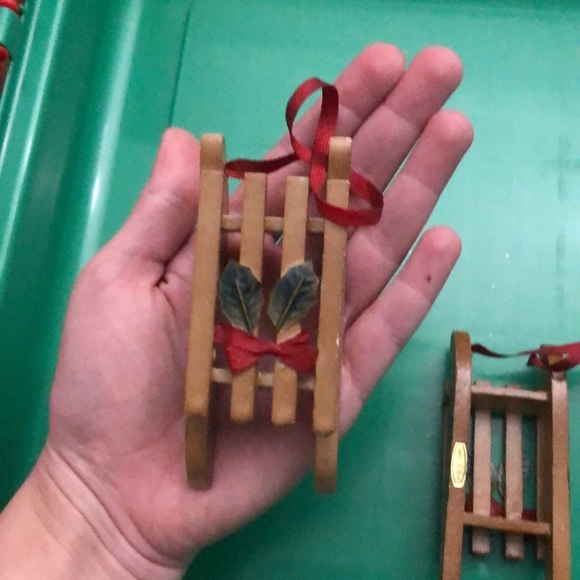 Set of 2 Wood Sled Ornaments - Picture 4 of 4